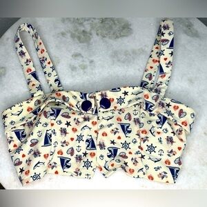 Girl Howdy bikini top only sz 8 retro vintage pinup style sailing print